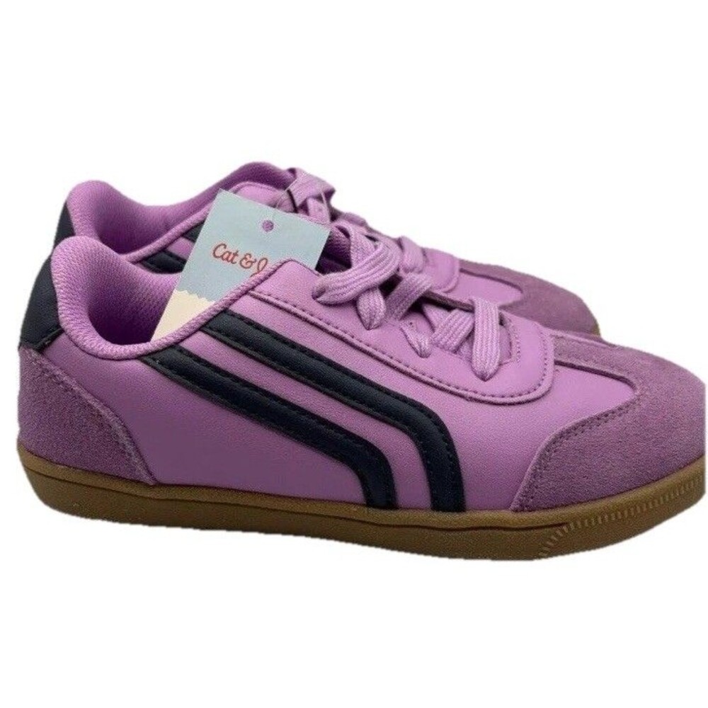 Cat & Jack Girl’s Boston Sneakers Lace Faux Leather Pink Navy Size 4 NWT